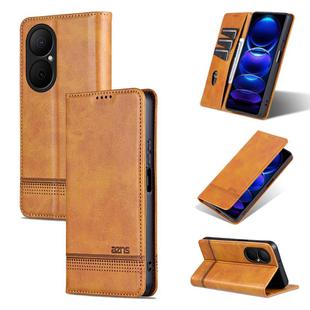 For Huawei Enjoy 80 AZNS Magnetic Calf Texture Flip Leather Phone Case(Light Brown)