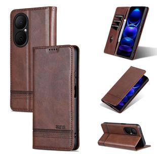 For Huawei Enjoy 80 AZNS Magnetic Calf Texture Flip Leather Phone Case(Dark Brown)