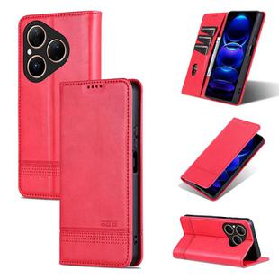 For Huawei Pura 80 5G AZNS Magnetic Calf Texture Flip Leather Phone Case(Red)