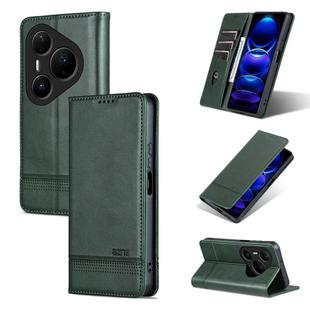 For Huawei Pura 80 Pro 5G AZNS Magnetic Calf Texture Flip Leather Phone Case(Dark Green)