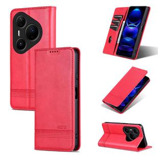 For Huawei Pura 80 Pro+ 5G AZNS Magnetic Calf Texture Flip Leather Phone Case(Red)