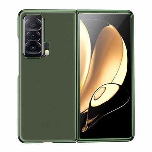 For Honor Magic V Electroplating Plain Leather Folding Phone Case(Army Green)