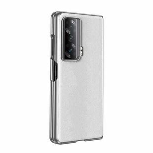 For Honor Magic Vs Electroplating Plain Leather Folding Phone Case(White)