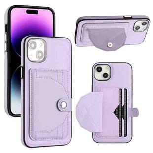 For iPhone 14 Plus Shockproof Leather Phone Case with Card Holder(Purple)