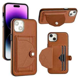 For iPhone 14 Plus Shockproof Leather Phone Case with Card Holder(Brown)