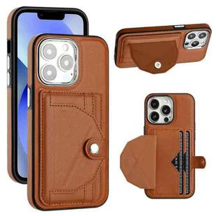 For iPhone 14 Pro Shockproof Leather Phone Case with Card Holder(Brown)