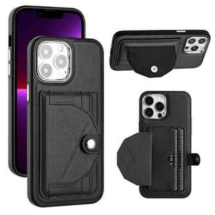 For iPhone 14 Pro Max Shockproof Leather Phone Case with Card Holder(Black)