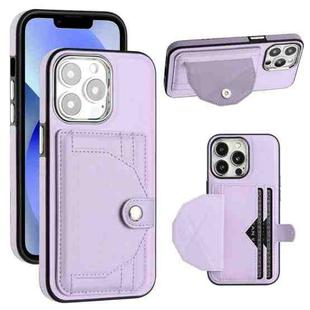 For iPhone 13 Pro Shockproof Leather Phone Case with Card Holder(Purple)