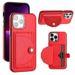 For iPhone 13 Pro Max Shockproof Leather Phone Case with Card Holder(Red)
