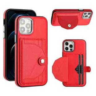 For iPhone 12 / 12 Pro Shockproof Leather Phone Case with Card Holder(Red)
