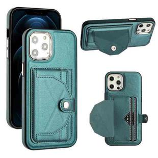 For iPhone 12 Pro Max Shockproof Leather Phone Case with Card Holder(Green)