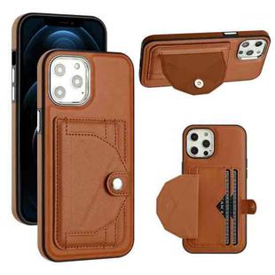 For iPhone 12 Pro Max Shockproof Leather Phone Case with Card Holder(Brown)