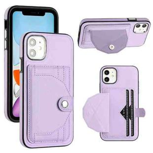 For iPhone 11 Shockproof Leather Phone Case with Card Holder(Purple)