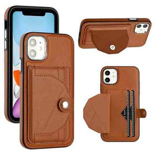 For iPhone 11 Shockproof Leather Phone Case with Card Holder(Brown)