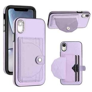 For iPhone XR Shockproof Leather Phone Case with Card Holder(Purple)