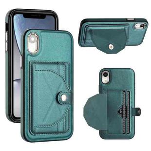 For iPhone XR Shockproof Leather Phone Case with Card Holder(Green)