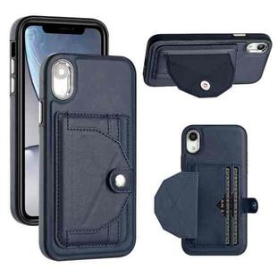 For iPhone XR Shockproof Leather Phone Case with Card Holder(Blue)