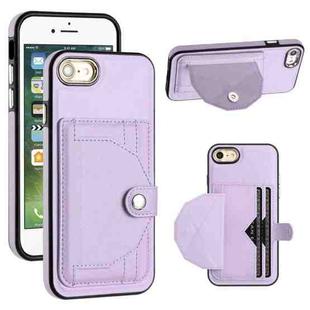 For iPhone SE 2022/SE 2020/6/7/8 Shockproof Leather Phone Case with Card Holder(Purple)