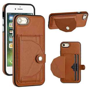 For iPhone SE 2022/SE 2020/6/7/8 Shockproof Leather Phone Case with Card Holder(Brown)