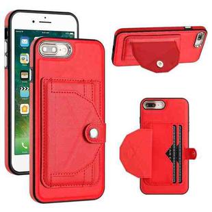 For iPhone 6 Plus/7 Plus/8 Plus Shockproof Leather Phone Case with Card Holder(Red)