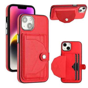 For iPhone 15 Shockproof Leather Phone Case with Card Holder(Red)