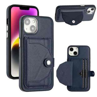 For iPhone 15 Shockproof Leather Phone Case with Card Holder(Blue)