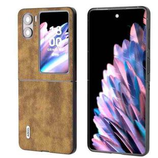 For OPPO Find N2 Flip ABEEL Retro Litchi Texture PU Phone Case(Brown)