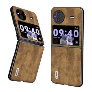 For vivo X Flip ABEEL Retro Litchi Texture PU Phone Case(Brown)