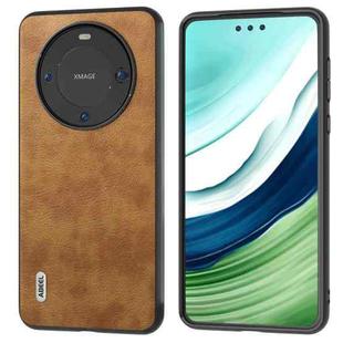 For Huawei Mate 60 Pro ABEEL Retro Litchi Texture PU Phone Case(Brown)