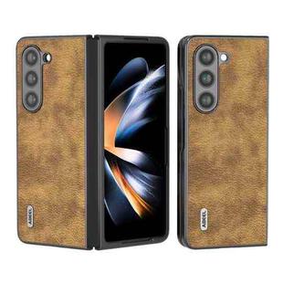 For Samsung Galaxy Z Fold5 ABEEL Retro Litchi Texture PU Phone Case(Brown)