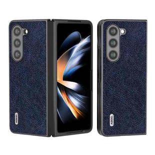 For Samsung Galaxy Z Fold5 ABEEL Retro Litchi Texture PU Phone Case(Blue)