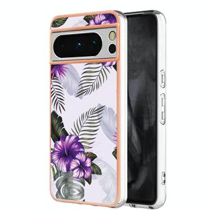 For Google Pixel 8 Pro Electroplating IMD TPU Phone Case(Purple Flower)