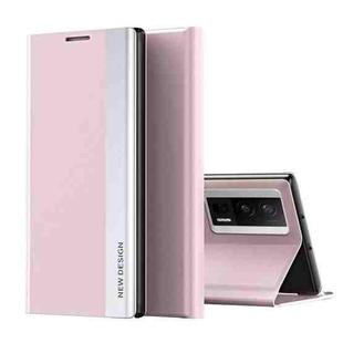 For Xiaomi Poco F5 Pro Side Side Electroplated Magnetic Leather Phone Case(Pink)