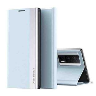 For Xiaomi Poco F5 Pro Side Side Electroplated Magnetic Leather Phone Case(Light Blue)