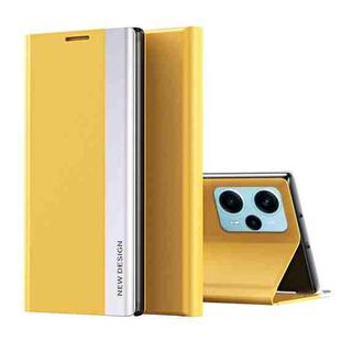 For Xiaomi Poco F5 Side Side Electroplated Magnetic Leather Phone Case(Yellow)