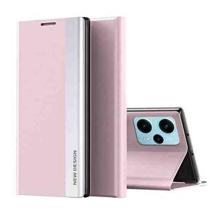For Xiaomi Poco F5 Side Side Electroplated Magnetic Leather Phone Case(Pink)