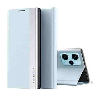 For Xiaomi Poco F5 Side Side Electroplated Magnetic Leather Phone Case(Light Blue)