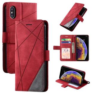 For iPhone X / XS Skin Feel Splicing Horizontal Flip Leather Case with Holder & Card Slots & Wallet & Photo Frame(Red)