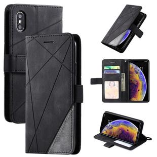 For iPhone X / XS Skin Feel Splicing Horizontal Flip Leather Case with Holder & Card Slots & Wallet & Photo Frame(Black)