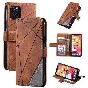 For iPhone 11 Pro Skin Feel Splicing Horizontal Flip Leather Case with Holder & Card Slots & Wallet & Photo Frame(Brown)