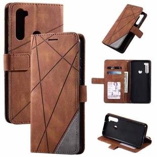 For Xiaomi Redmi Note 8 Skin Feel Splicing Horizontal Flip Leather Case with Holder & Card Slots & Wallet & Photo Frame(Brown)