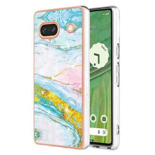 For Google Pixel 7a Electroplating Marble Dual-side IMD Phone Case(Green 004)