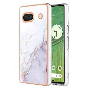 For Google Pixel 7a Electroplating Marble Dual-side IMD Phone Case(White 006)