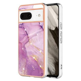 For Google Pixel 8 Electroplating Marble Dual-side IMD Phone Case(Purple 001)
