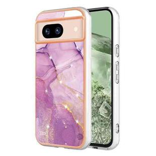 For Google Pixel 8a Electroplating Marble Dual-side IMD Phone Case(Purple 001)