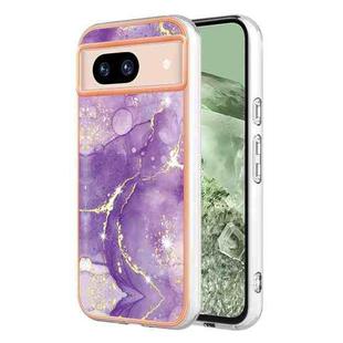 For Google Pixel 8a Electroplating Marble Dual-side IMD Phone Case(Purple 002)