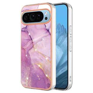 For Google Pixel 9 Electroplating Marble Dual-side IMD Phone Case(Purple 001)