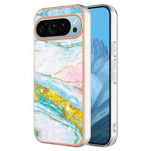 For Google Pixel 9 Pro Electroplating Marble Dual-side IMD Phone Case(Green 004)
