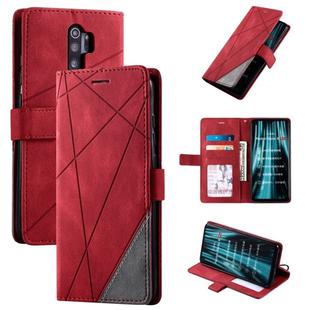 For Xiaomi Redmi Note 8 Pro Skin Feel Splicing Horizontal Flip Leather Case with Holder & Card Slots & Wallet & Photo Frame(Red)