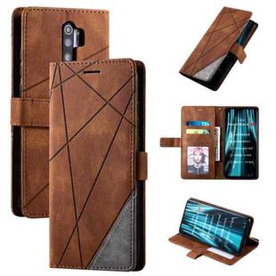 For Xiaomi Redmi Note 8 Pro Skin Feel Splicing Horizontal Flip Leather Case with Holder & Card Slots & Wallet & Photo Frame(Brown)